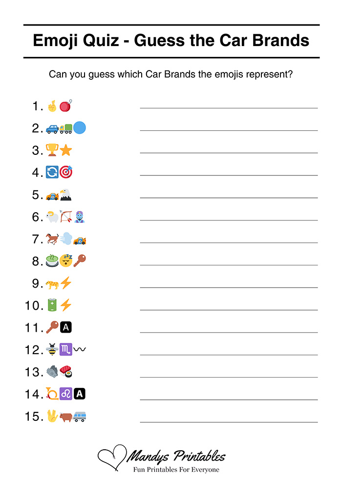 Car Brands Emoji Quiz