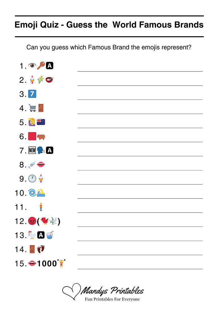 Famous Brands Emoji Picture Quiz