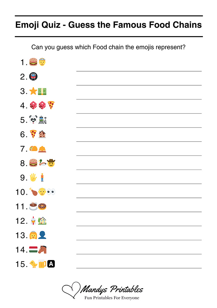 Famous Food Chains Emoji Quiz