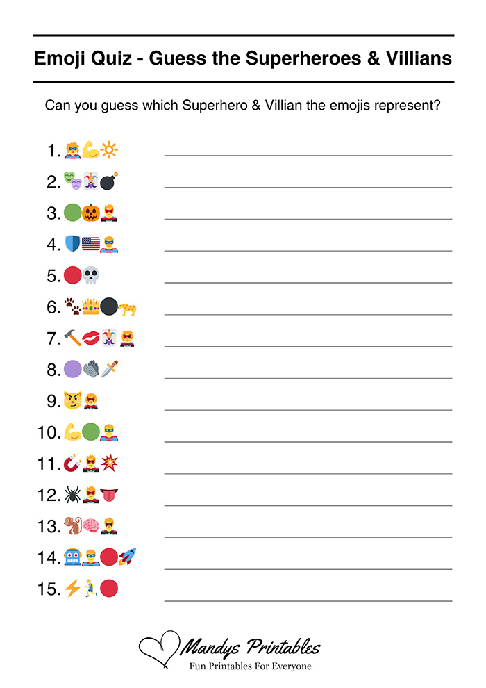 Superheroes & Villians Emoji Quiz PDF