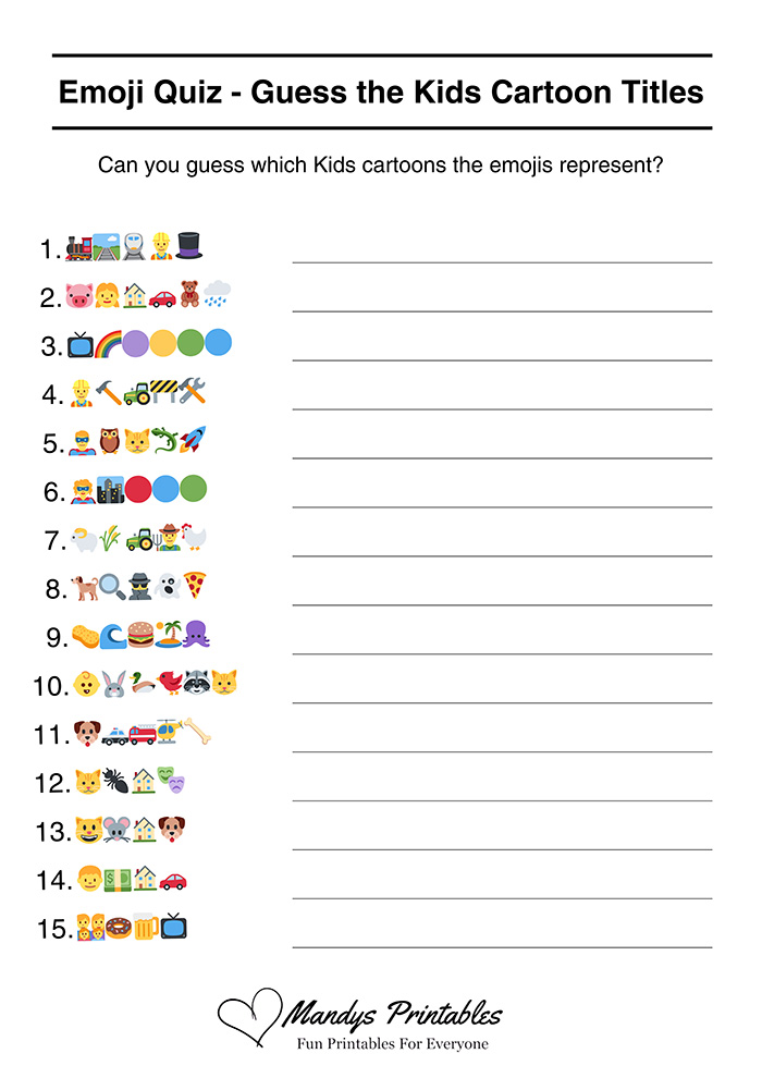 Kids Cartoon Emoji Quiz