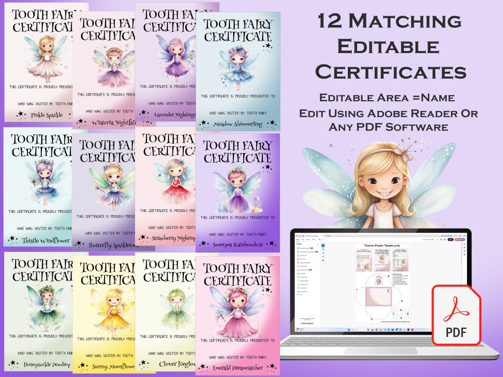 Editable Tooth Fairy Certificates