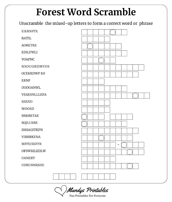 Forest Word Scramble