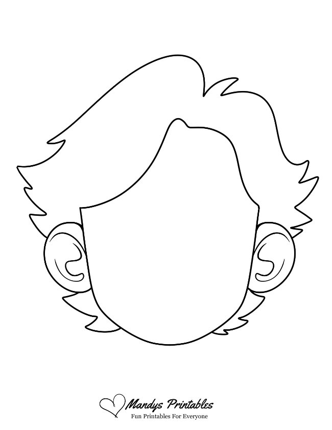 printable boys blank face template