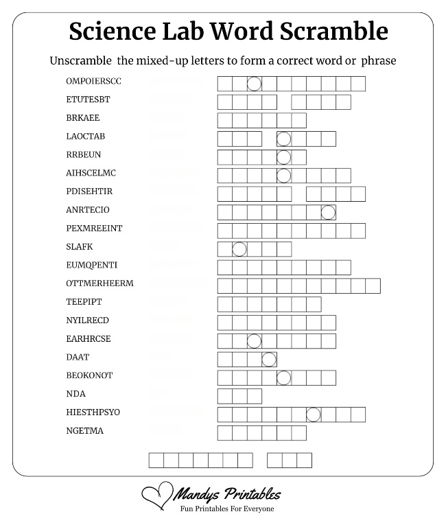 Science Word Scramble