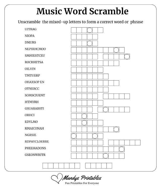 Music Word Scramble