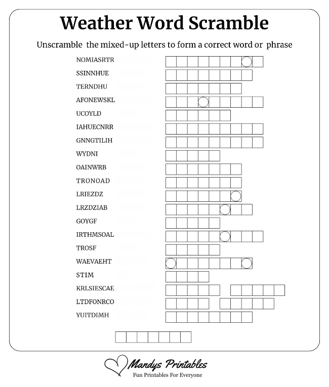 Weather Word Scramble