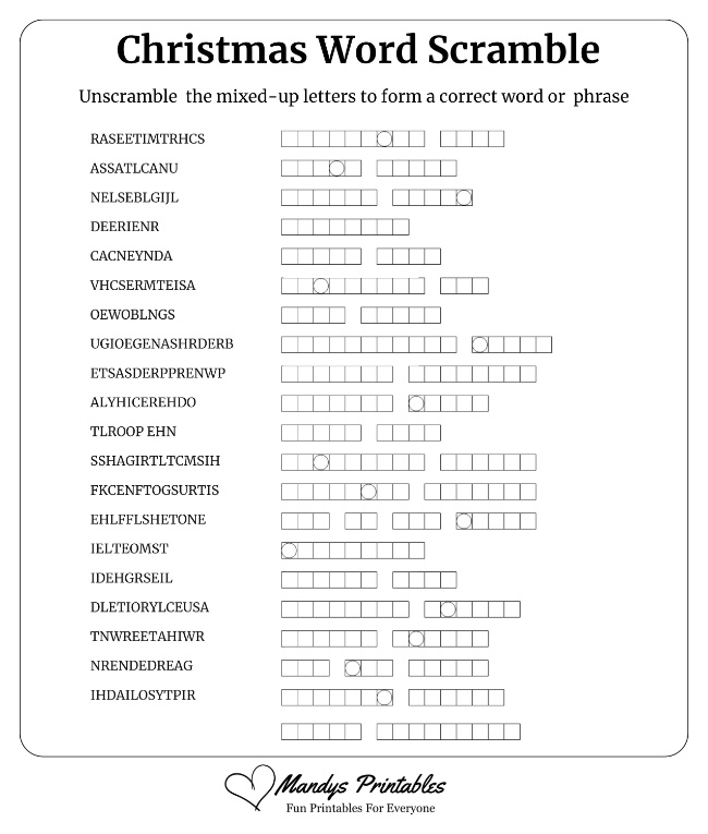Christmas Word Scramble