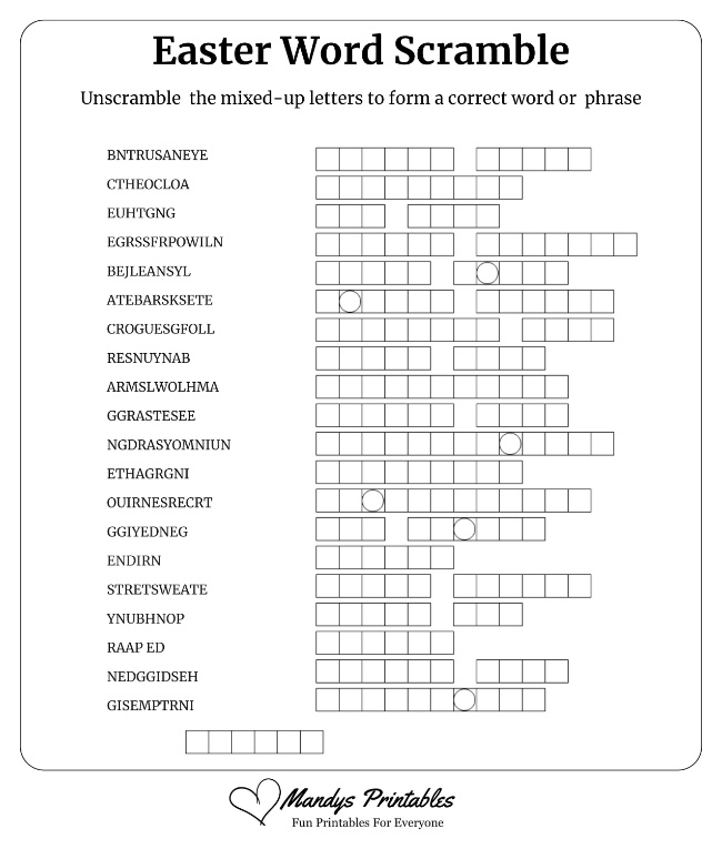 Easter Word Scramble