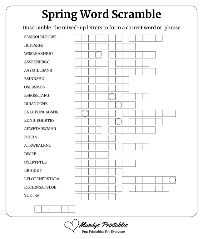 Spring Word Scramble