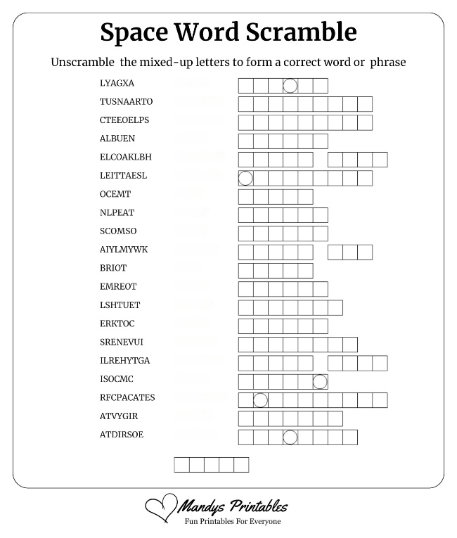 Space Word Scramble