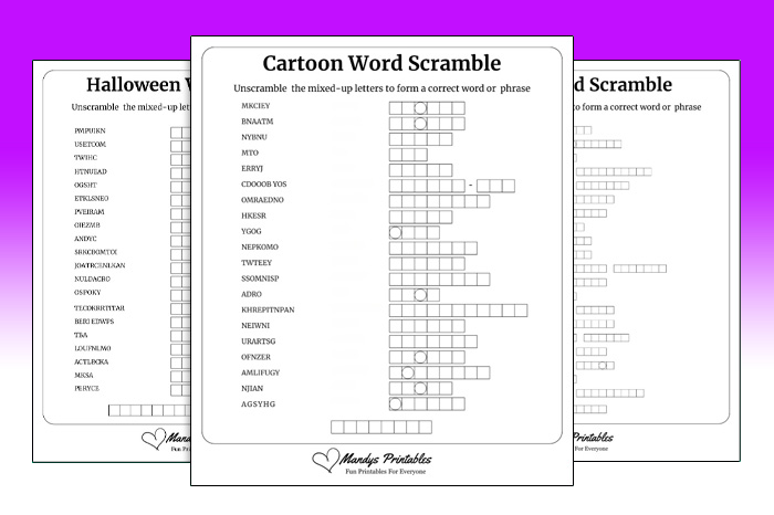 word scramble puzzles with answers