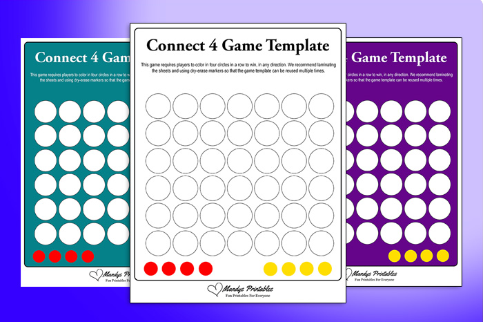 Printable Connect 4 Template Game Boards - Mandys Printables