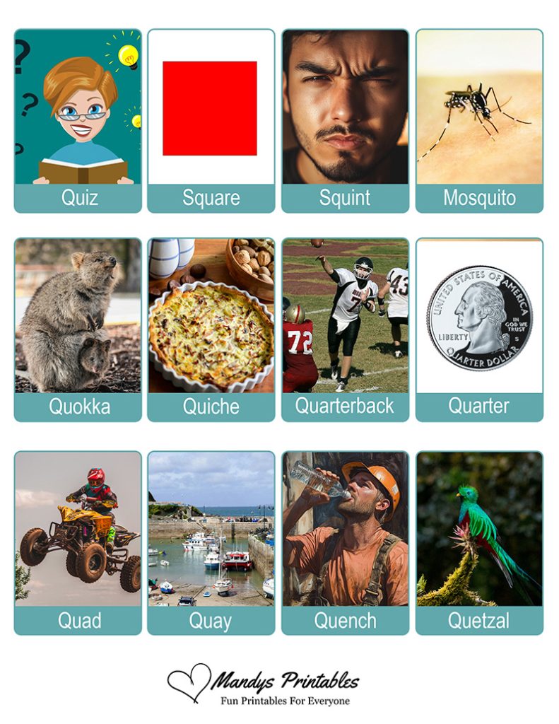 Printable Qu Words With Pictures