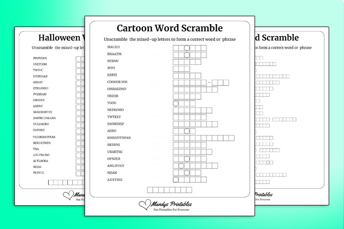 word scramble puzzles with answers