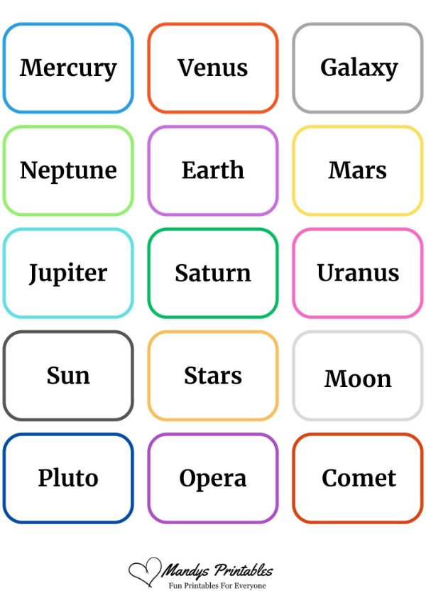 Planets Guess what i am cards