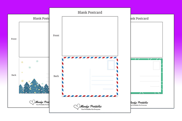 printable blank postcards