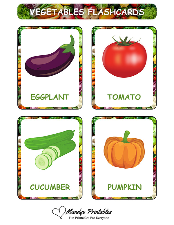 Printable Vegetable Flashcards