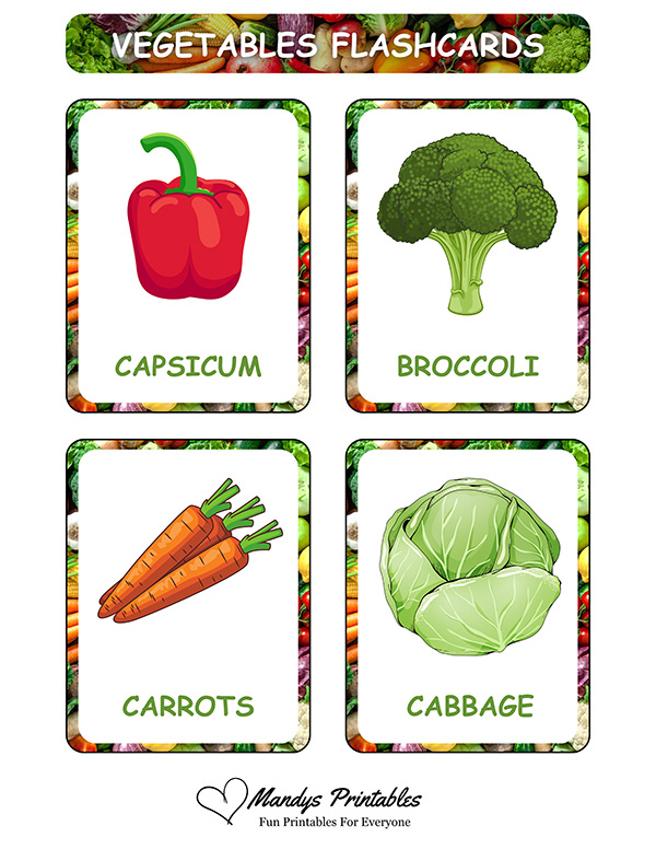 Printable Vegetable Flashcards