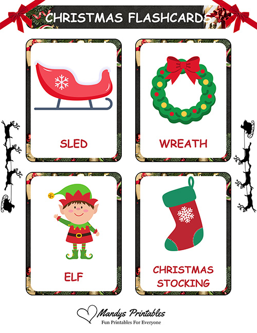 printable christmas flashcards