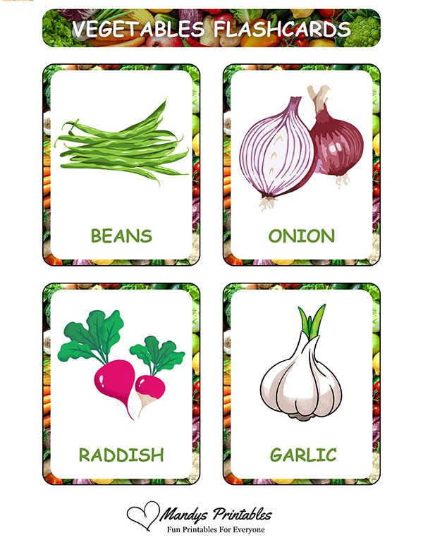 printable Vegetable Flash Cards