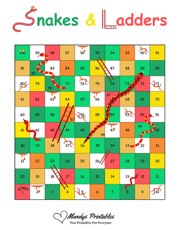 printable snake and ladders game