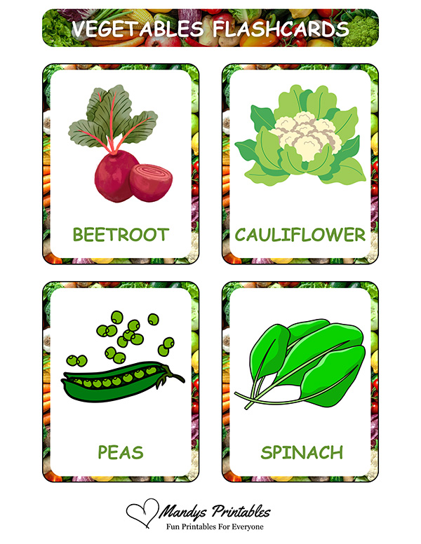 Printable Vegetable Flashcards