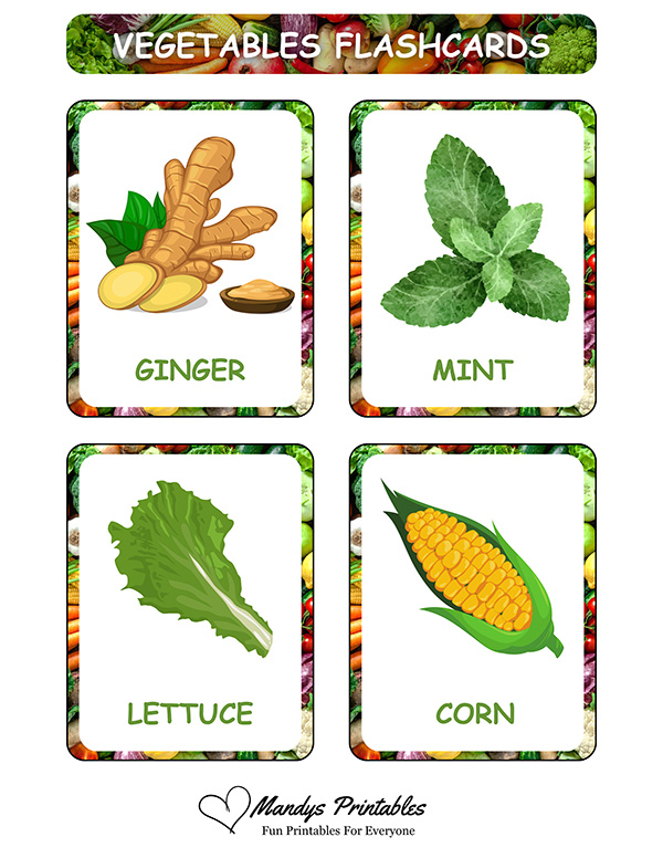 Printable Vegetable Flashcards