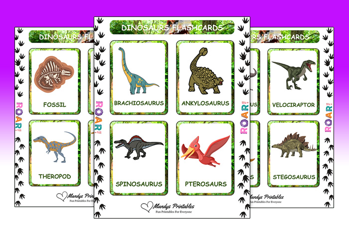 printable dinosaur flashcards