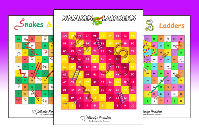 Printable Snakes and Ladders Board Game Templates