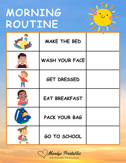 printable morning routine template