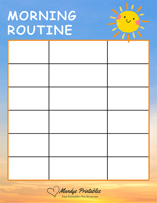 morning kids routine chart