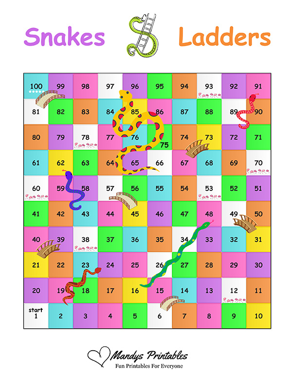 printable snakes and ladders board template