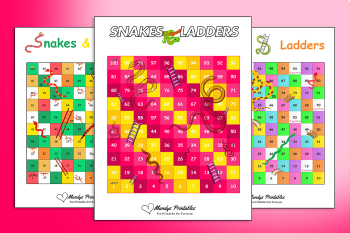 Printable Snakes and Ladders Board Game Templates