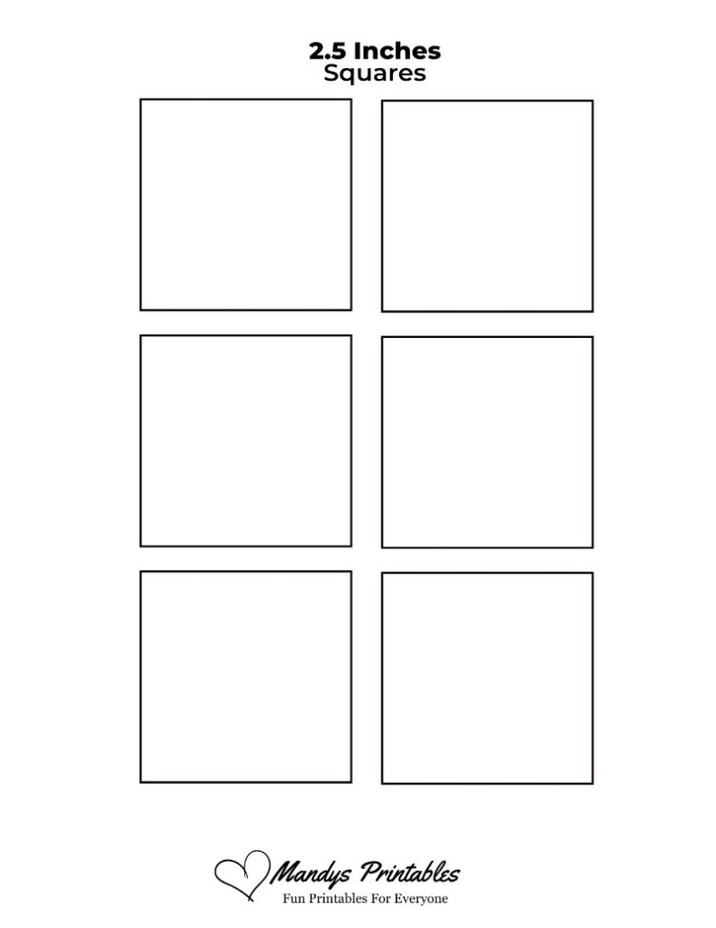 2.5” Square Shape Template