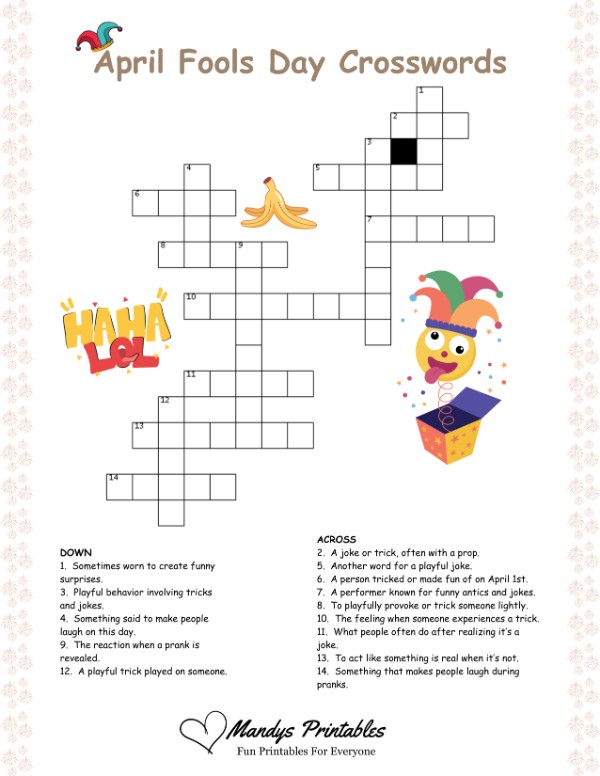 fun crossword puzzles printable