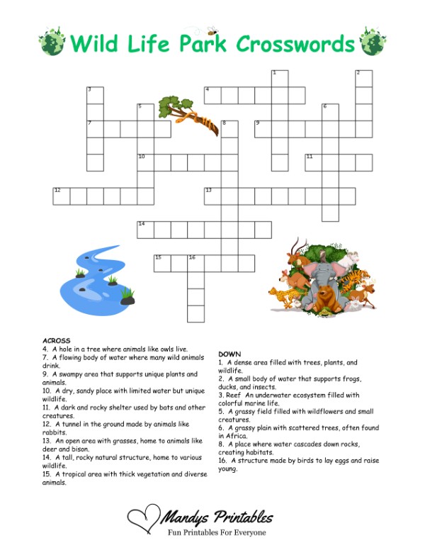 fun crossword puzzles printable