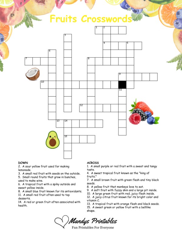 Printable Kids Crossword Puzzles