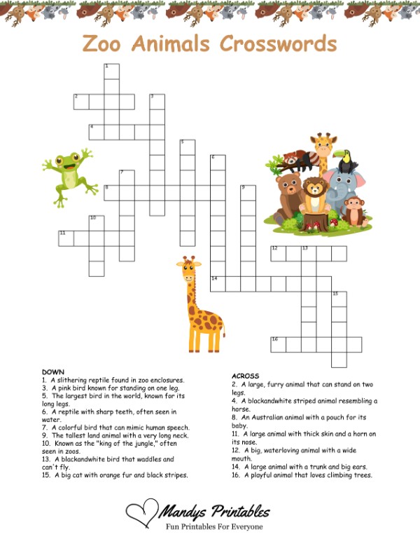 fun crosswords printable