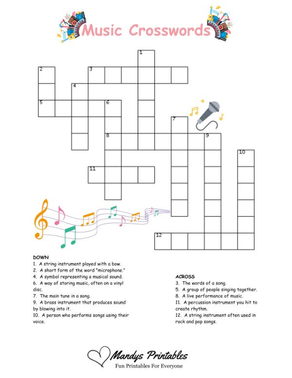 kids crossword puzzles printable