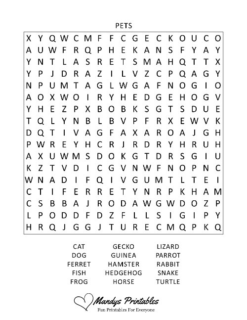 free printable word searches