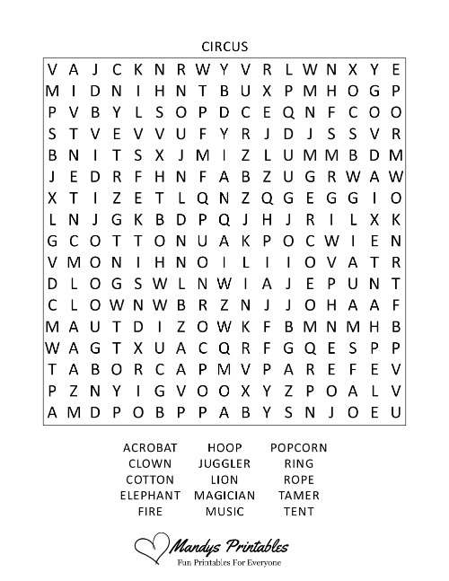 free printable word searches