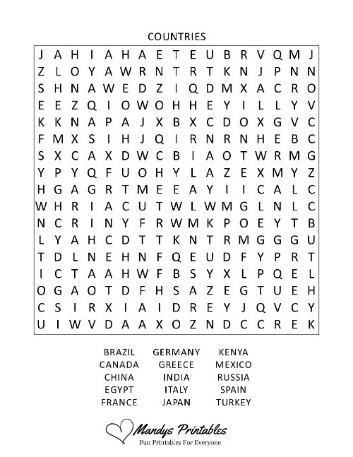 free printable word searches