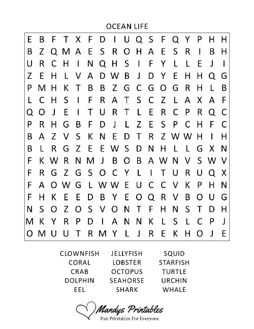 free printable word searches