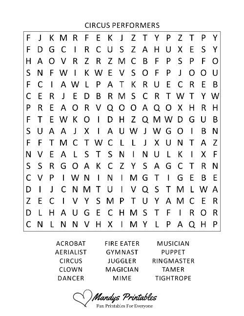 free printable word searches