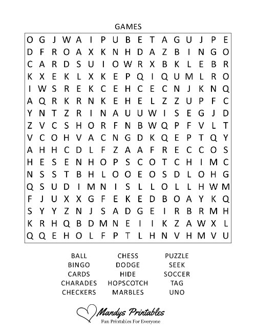 free printable word searches