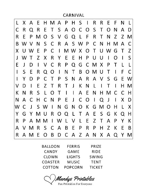 free printable word searches