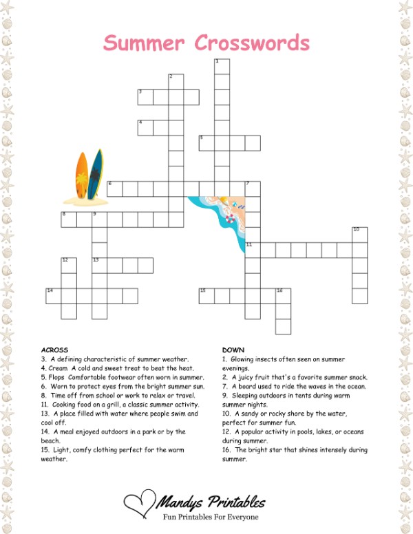 printable crossword puzzles for middle schoolers