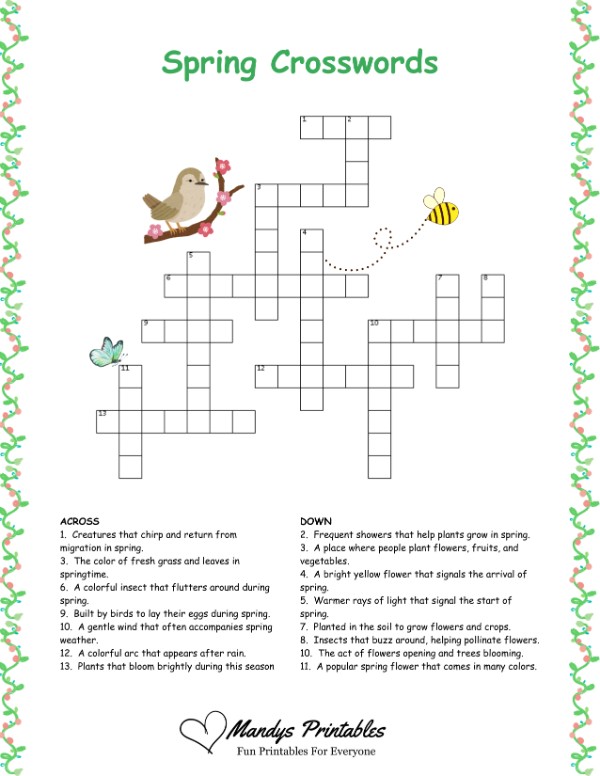 printable crossword puzzles for middle schoolers