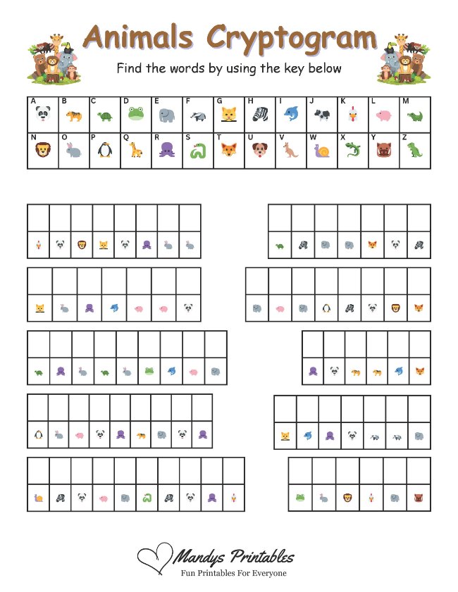 Cryptograms Puzzles printable